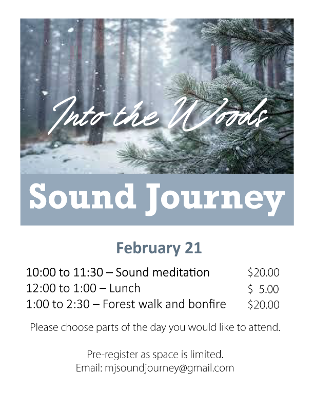 Poster for February Sound Journey retreat