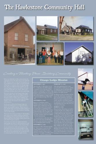 A storyboard exhibit of the History of the Hawkestone Hall