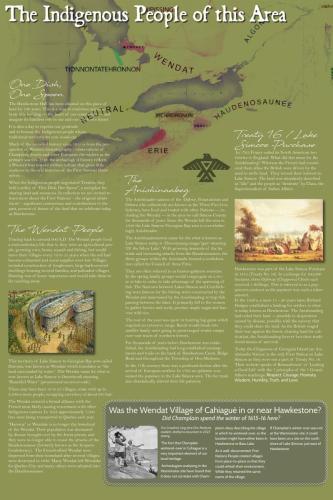 A storyboard exhibit of the history of the Indigenous people of the Hawkestone Area.